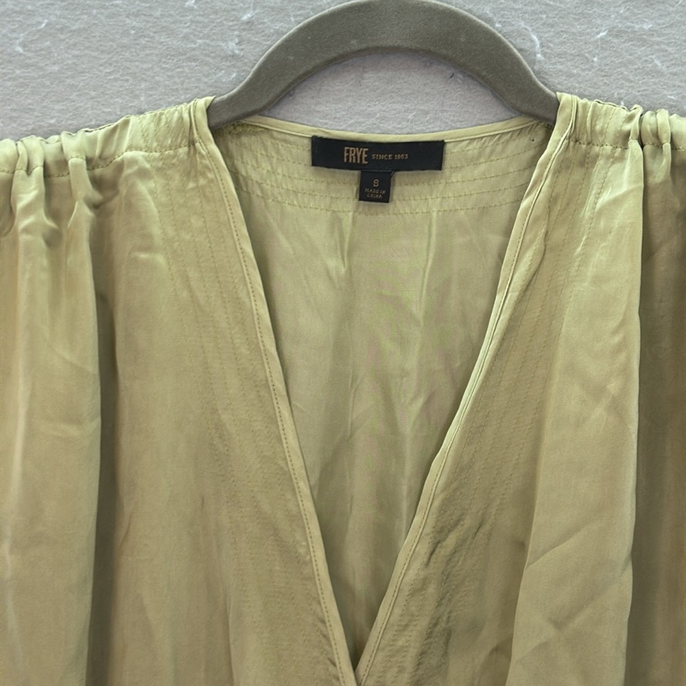 Frye. - Women’s Viscose draw string shoulder sleeveless maxi dress light green S - Picture 8 of 12